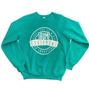 Vintage 90s Teal B.U.M. Equipment Crew Neck Pullover Sweatshirt